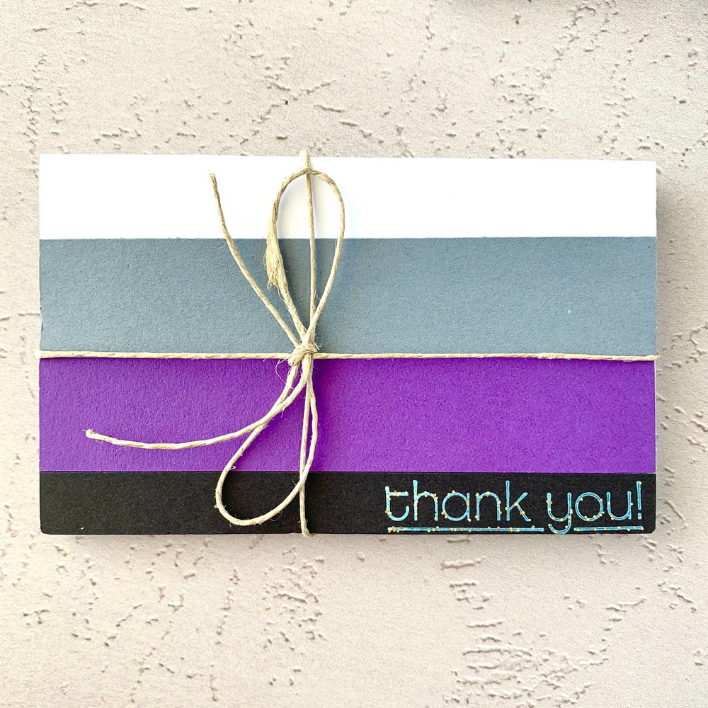 50 Thank You Cards - Grey Purple Black Stripe Embossed - Thank You - 3x5 cards